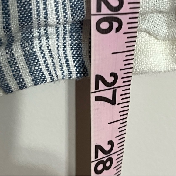 Altar’d State White Blue Striped 100% Linen Mini Dress Off Shoulder Size Small - Picture 9 of 10